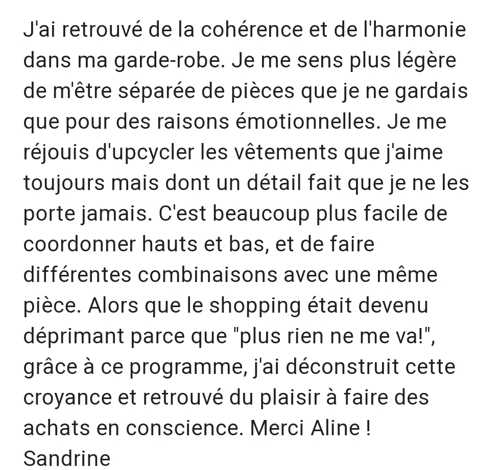 témoignage Sandrine programme en ligne